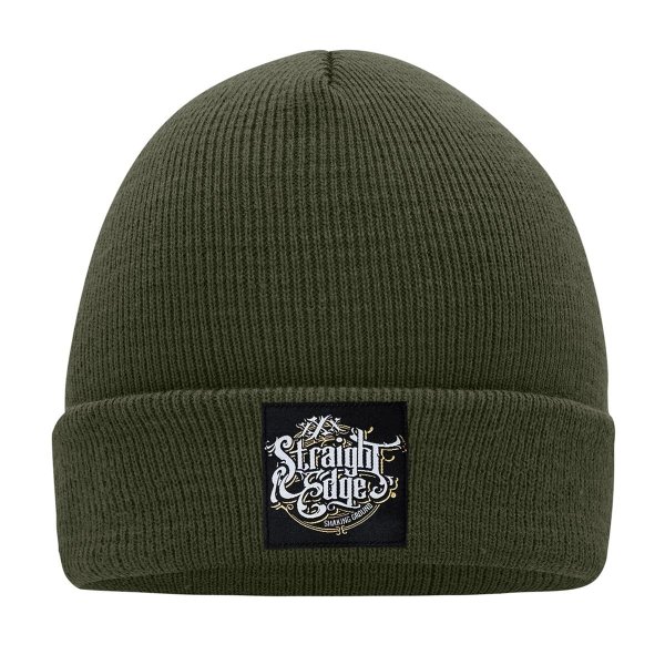 The Straight Edge Patch Beanie olive